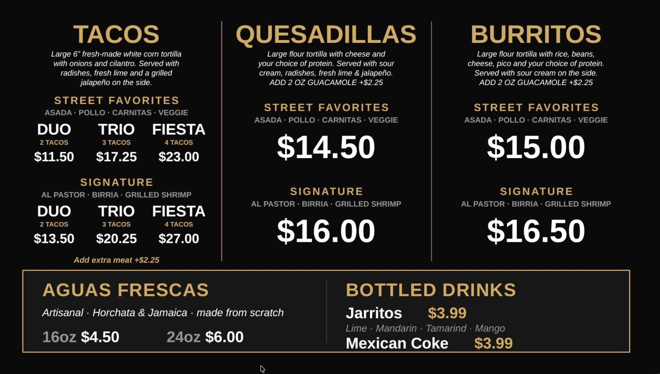 El Guero Tacos Full Menu